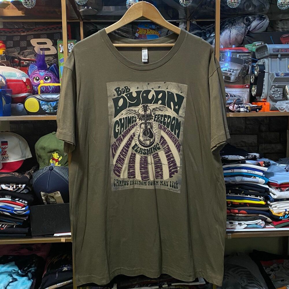 Vintage Y2K American Apparel Bob Dylan Chimes of Freedom Graphic T-Shirt Mens XL